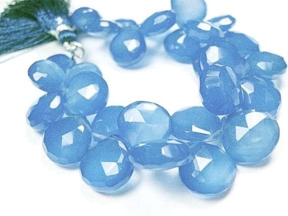 Calcédoine bleue en briolette facettée de 12mm pour bijoux de luxe - 3