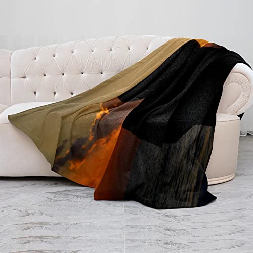 Couverture en polaire coucher de soleil plaid chaud grand format - 5
