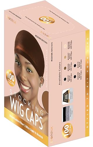 DONNA Stocking Wig Caps 100 Pack – Ultra Light, Stretchable & Breathable Nylon Wig Cap for Women & Men – Comfortable Fit for Daily Wig Wear