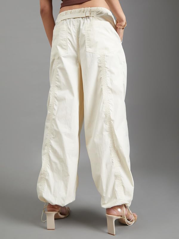 Image of GO COLORS Mostlysane Collection Cotton Parachute Pant for Women | Breathable, Mid Rise, 4 Pockets