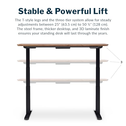 Electric standing desk walnut premium
