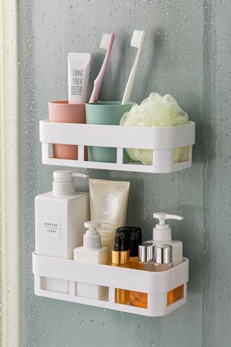 Image of perpetual Bathroom Organiser, Self Adhesive Bathroom Shelf for Wall, Washroom Organizer, Bathroom Rack Stand Without Drilling (2 Pcs) A