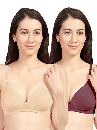 Image of SONARI Omania Womens Non-Padded Cotton Polyester Bras - Solid, Non-Wired, Medium Coverage, Hand Washable (Pack of 2)