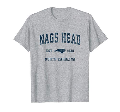Nags Head North Carolina NC Vintage Sports Design Navy Print T-Shirt