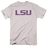 Louisiana State University LSU Distressed Primary Unisex T-Shirt, Silver, L