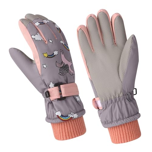 Guantes de esquí para niños con forro grueso de felpa a prueba de agua, guantes de muñeca para clima frío, protección para deportes de invierno, snowboard de felpa