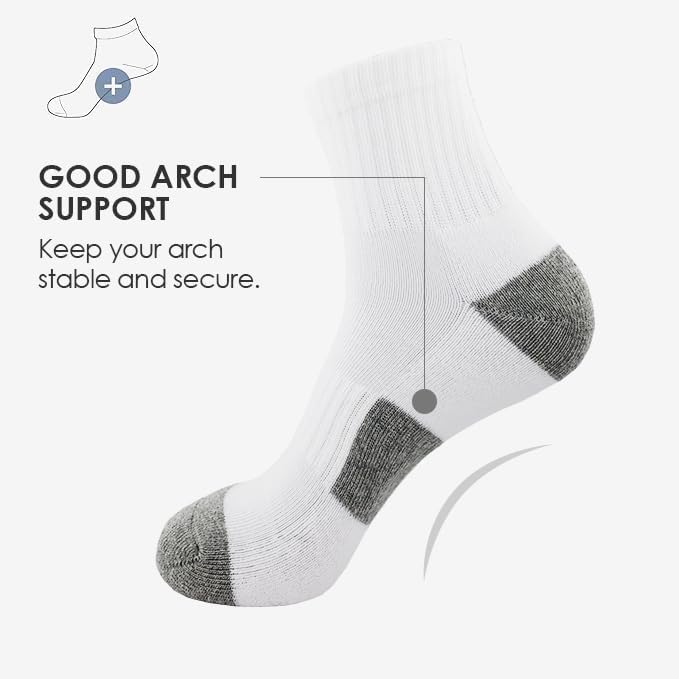 10 Pairs Mens Quarter Socks,Cushioned Athletic Sports Socks with Arch Support,Durable Soft Comfort,Size 10–13 - Image 2