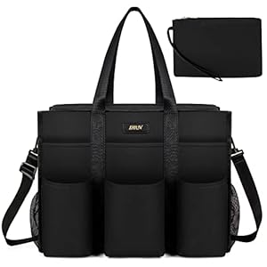 IBFUN Utility Tote Bag with 24 Exterior Interior Pockets Zip Top for Teacher/Student/Work Women(Large)