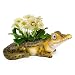 Alligator Planter Pot with Solar Eyes | Garden Patio Statue Decor - Yard Figurines | Outdoor Decorations for Deck and Pond | Weather Resistant LED | Cute Present | Auto On/Off - (Alligator Green)