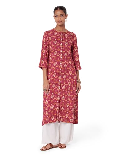 Image of BIBA Solid Rayon Straight Fit Women Kurta