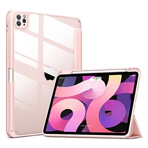 SAMTUNK Capa para iPad Pro 12.9 6ª/5ª/4ª/3ª geração, capa traseira à prova de choque [porta-lápis embutido, suspensão/ativação automática, proteção da câmera transparente] para iPad Pro 12.9 (Rosa ouro)