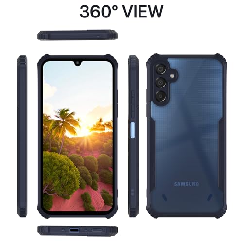 Image of Pikkme Samsung Galaxy F15 5G / Samsung Galaxy M15 5G Back Cover | Crystal Clear Transparent Back | Ultra Hyrbid | Full Camera Protection | Raised Edge | Bumper Back Case (Blue)