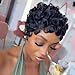 YJOQOKOA Short Curly Pixie Cut Wig Human Hair Curly Wigs for Black Women Human Hair Glueless Pixie Wig Short Layered Brazilian Virgin Human Hair Wigs For Women No Lace front wig for Women daily use