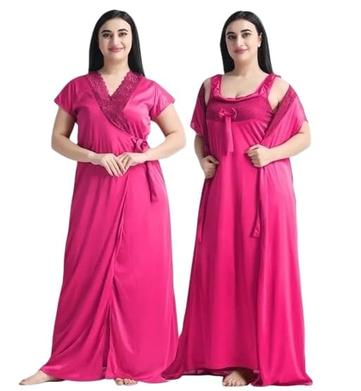 Women Solid Satin 2 Piece Nightwear Set for Women-picture-17