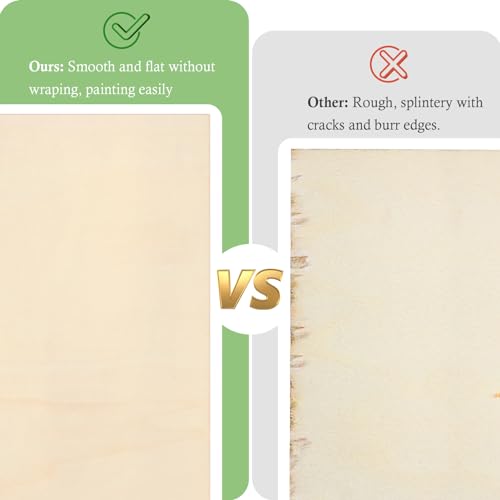Blisstime Basswood Sheets 1/8\" Thick 20 Pack, 12\"x12\" Thin 3mm Basswood, Plywood Sheets for Laser Cutting and Engraving, Wood Squares for Crafts, Wood Burning, Painting - Thumbnail 3