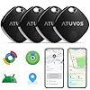 ATUVOS Air Tag Pro Smart Tag Tracker per Android & iOS, Dual System Localizzatore Bluetooth Funziona con Google Funzioni Trova o Apple Dov'è APP, per Bagagli, Borse.Batteria Sostituibile. 4 pezzi Nero