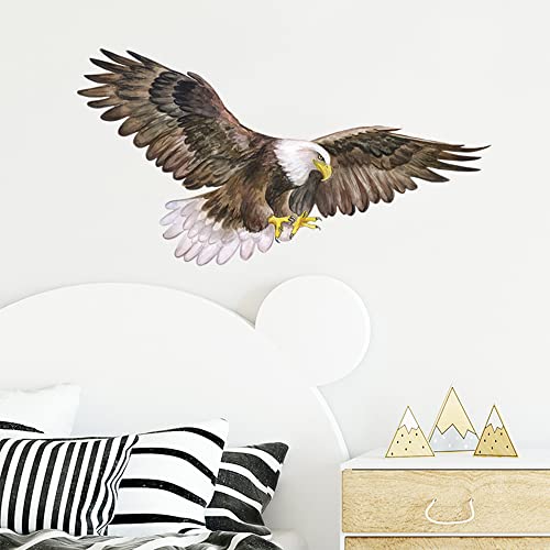 Boodecal Watercolor Painting Cool Wild Bald Eagle America Bird Wall Stickers Removable Wall Decals Peel And Stick Wall Art Decorations Home Decor For Kid Nursery Baby Bedroom Living Room Playing Room Murals 14.9 In X 7.8 In #TOP7