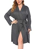 IN'VOLAND Women's Plus Size Robes Long Sleeve Knit Soft Lightweight Nursing Robe with...