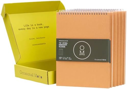 6-Pack Lined Premium Hardcover Top Spiral Notebooks | Sturdy Front and Back Hardcovers & 120GSM Paper (50 Sheets / 100 Pages Per Book) (Large - 7.3 x 10 inches) image 5