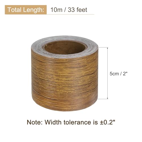 Image of uxcell Wood Grain Tape, 2 inch x33 Ft Self Adhesive Wood Grain Repair Patch for Baseboards, Doors, Floor Repair, Furniture Home Decor Brown Wood