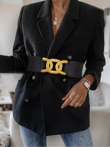 Yalice Women Wide Elastic Waist Belt for Dresses Lady Stretchy Belt Skinny Gold Buckle Cinch Waist Belts for Suit Accessories4
