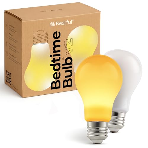 Image of Restful 2-Pack Bedtime Bulb v2 for Better Sleep (45+ Years of Light) - Dimmable Low Blue Light Bulb, Easy Setup, Reduces Eye Strain