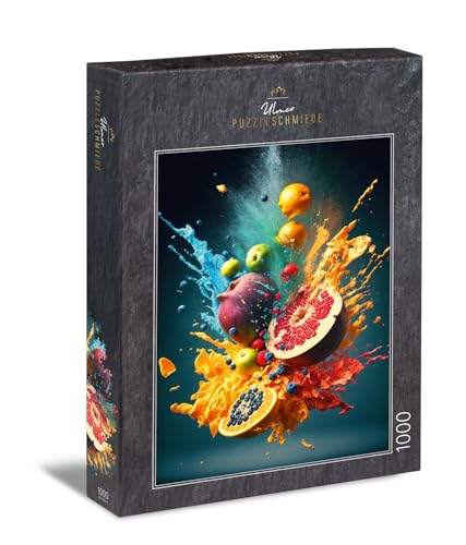 Ulmer Puzzleschmiede - Puzzle "Fast Fruit" de 1000 pièces - Puzzle original sur le thème d'une alimentation saine, avec des fruits colorés et des effets de couleur intenses - Puzzles fabriqués en