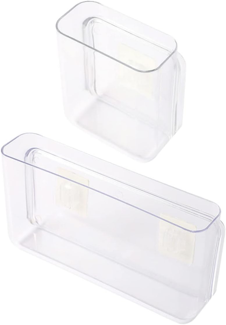2pcs Pet Material Wall-mounted Storage Boxes Closet Organizers Remote-control Unit Container Storage Bins for Living Room Bedroom Office