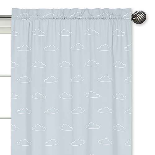 Sweet Jojo Designs Blue Clouds Window Treatment Panels Curtains - Set Of 2 - Slate And White Cloud Sky For Vintage Airplane Aviator Aviation Collection #TOP2