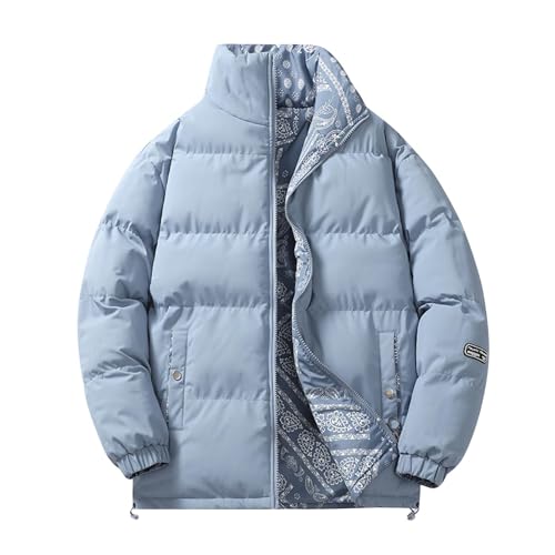 Mrat Mens Down Jackets Winter Thicken Warm Jacket Reversible Lightweight Soft Coat Windproof Jacket Outdoor Padded Hiking Puffer Jackets Loose Quilted Climbing Plus Size S-4XL