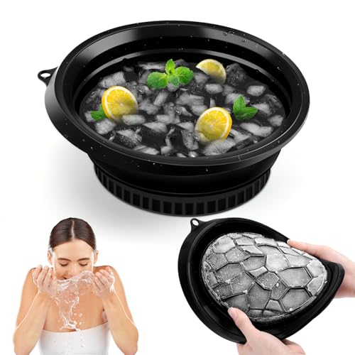 Welltop Bol pour le visage pour glace, plongeant froid facial pliable en silicone avec bac à glace intégré, bol de bain à glace portable pour le visage pour thérapie plongeante froide et soins de la