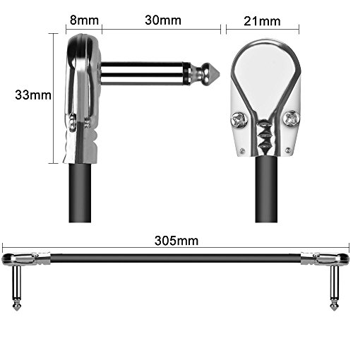Patchkabels voor gitaarpedalen, OTraki Flat Patch Gitaar Lood 1Ft 30cm Rechte Hoekige Patch Connector L Type Plugs… - Image 8
