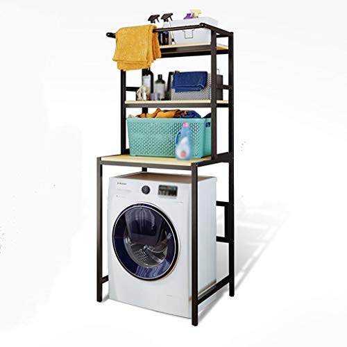 ERoomQ Washer Storage Frames for Over Toilet,Bathroom Tower Shelf Balcony Drum 3-Layer Washinghine Rack,Unit Organizer (Black)