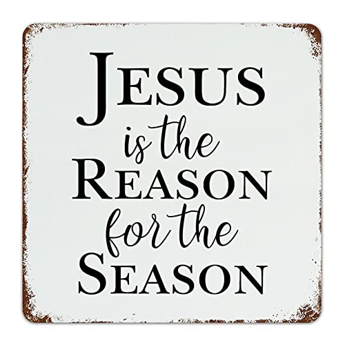 UFunhome Vintage Metal Tin Sign Jesus Is The Reason for The Season Metal Poster Wall Plate Rustic Wall Decor Home Decoration Plaques Farmhouse Wall Art for Bar Pub Man Cave Garage Kitchen 15