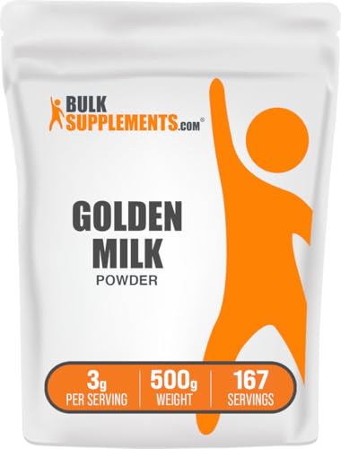 BulkSupplements.com Golden Milk Powder - Golden Milk with Turmeric and Ginger, Black Pepper and Cinnamon Powder, Superfood Supplement - Gluten Free, 3g per Serving, 500g (1.1 lbs) (Pack of 1)