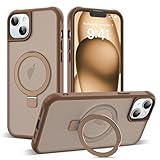 SKYLMW Compatible with iPhone 15 Case with Invisible Magnetic O-Ring Stand Military-Grade Translucent Case for iPhone 15 6.1