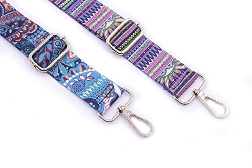 2 Pack Purse Strap, Wide Adjustable Shoulder Strap Replacement Crossbody Strap For Handbag Laptop Bags Messenger Bags Ethnic Pattern Gunmetal Hardware #TOP1