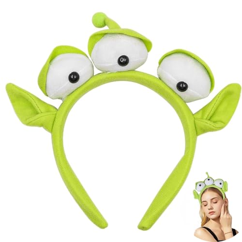 shweehon Three-Eyed Alien Headband Funny Headband Cute Eyes Headband for Kid Adult Party Cosplay Halloween Photos Face Wash Makeup(Green)