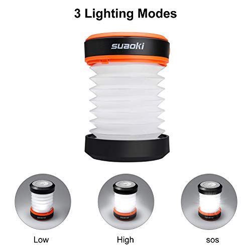 SUAOKI Led Camping Lanterns for Lighting (Powered by Solar Panel and USB Charging) Collapsible Flashlight for Outdoor Hiking Tent Garden (Emergency Charger for Phone, Water-Resistant)