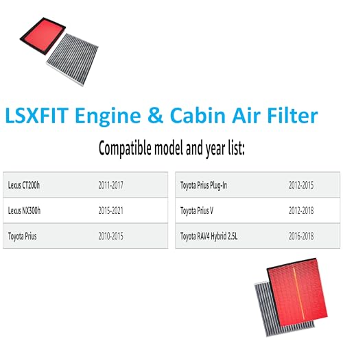 Engine & Cabin Air Filter For RAV4 Hybrid 2.5L(16-18), CT200h (11-17), NX300h (15-21), Prius (10-15), Prius Plug-In (12-15), Prius V (12-18) by LSXFIT - Image 2