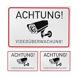 ✅ [ÜBERWACHUNG ALARM SCHILD AUFKLEBER MIT KRATZ-FESTEM DRUCK - GUT LESERLICHE SCHRIFT] Die verwendete Schriftart der Video-Kameraüberwacht Klebesticker ist auch aus der Ferne gut leserlich.