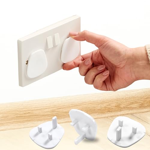 Plug Socket Covers UK – [ 10 PACK ] Baby Proofing Plug Covers For Sockets UK | Baby Proof & Reusable Socket Protectors | BPA-Free & Durable (White)