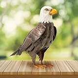 Bald Eagle Metal Garden Bird, Yard Sculpture Art- Large Statue Realistic Standing Decoy Pecker Bird - Outdoor Fall, Winter, Spring, Summer Decoration- Ornament Decor - Perfect Home & Sympathy Gifts