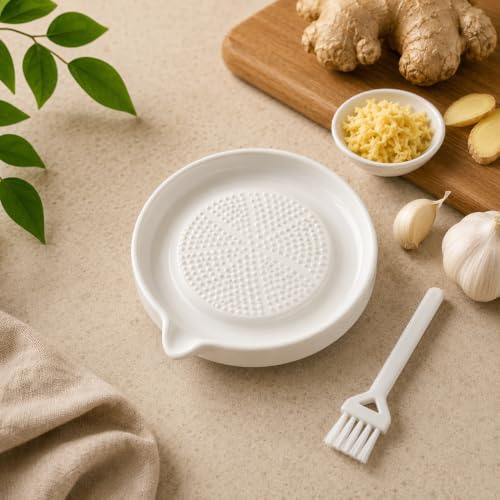 Image of Ceramic Handheld Ginger Garlic Grater Mini Mortar Spice Tool Kitchen Zester Citrus Fruit Grating Plate Nonstick Small Size Easy Clean Home Cooking Accessory