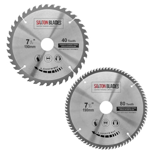 TCT190MXA 2x Saxton TCT lame de scie circulaire pour le bois 190 mm Pack A compatible avec Bosch, Makita, Dewalt
