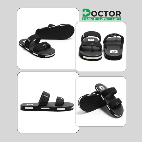 Image of DOCTOR HEALTH SUPER SOFT Men's Casual Slippers with Soft Cushioned Sole, Double Strap with Toe Loop Design, Lightweight Anti-Slip Everyday Wear Slippers for Home and Outdoor Use