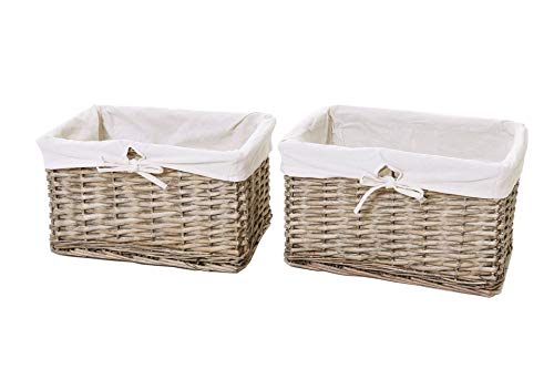 2er Set Regalkorb Schrankkorb Korb Aufbewahrung aus Weide für Billy Regal "Basko", 36 cm, Grau Cover