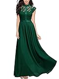 Miusol Women's Formal Floral Lace Cap Sleeve Evening Party Maxi Dress Green X-Large