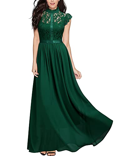 Miusol Women's Formal Floral Lace Cap Sleeve Evening Party Maxi Dress Green X-Large