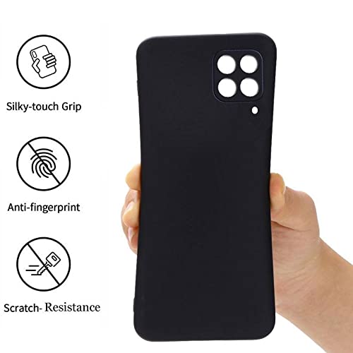 Image of A rtistque Liquid TPU Silicone Matte Shockproof Flexible with Camera Protection Soft Back Cover Case for Samsung Galaxy M42 5G - Black